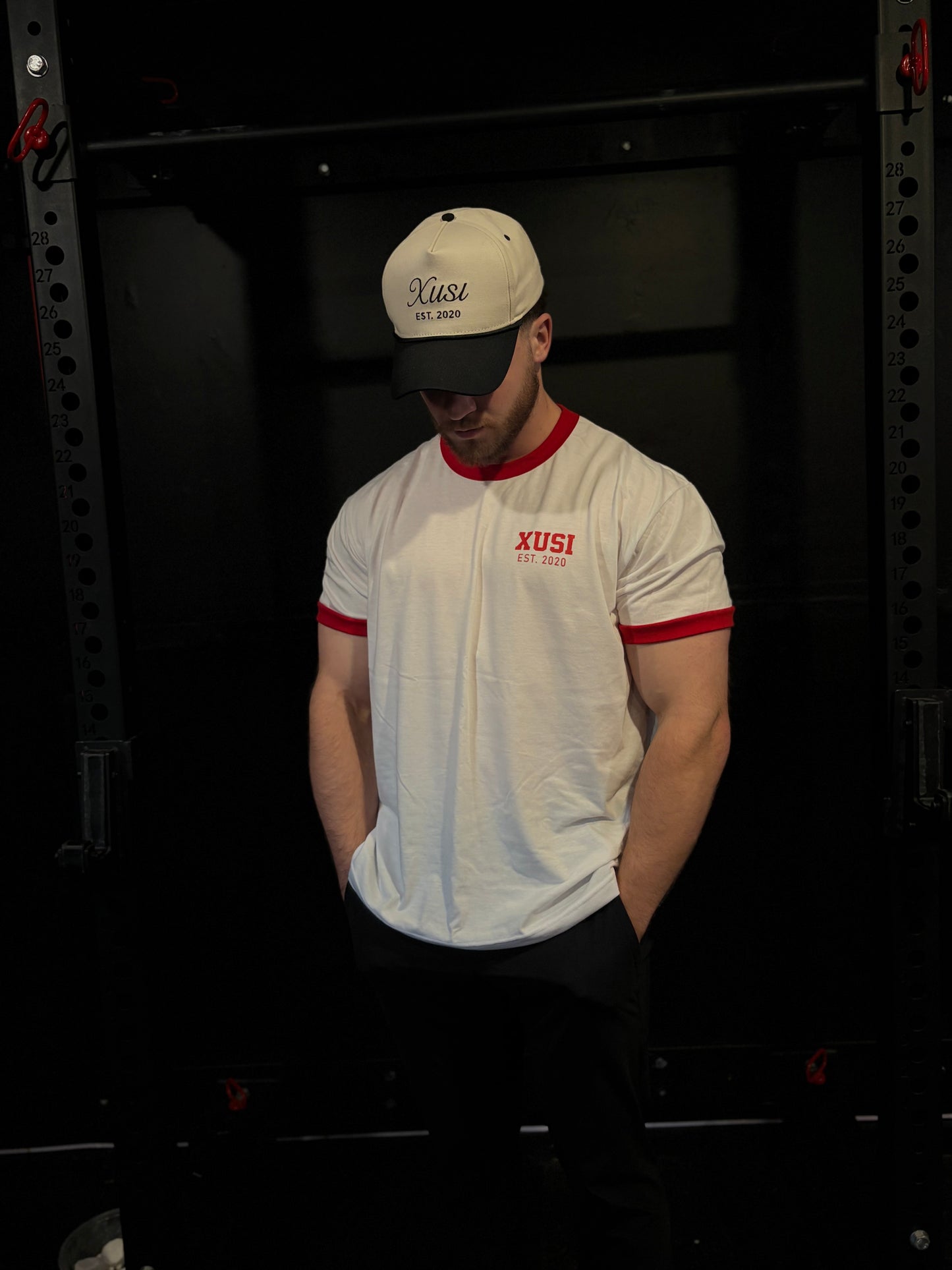 Mens Poly Cotton Ringer Golden Era Red T-Shirt