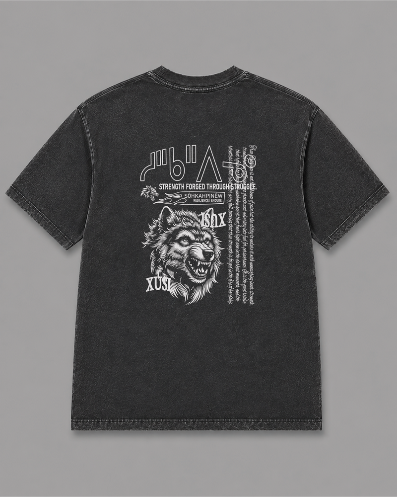 Sôhkahpinêw Wolf T-Shirt, back print – Indigenous-owned t-shirt by XUSI, Saskatoon