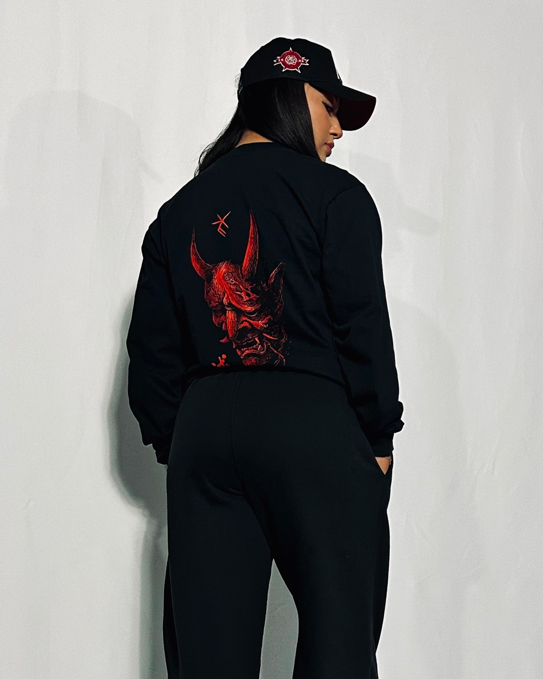 Black Oni Long Sleeve Tee – XUSI Clothing & Screen-Printing