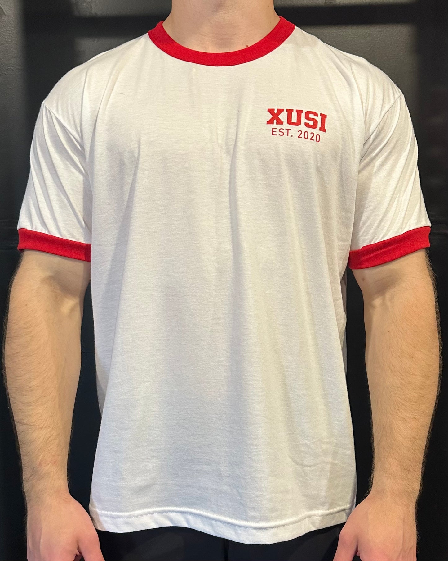 Mens Poly Cotton Ringer Golden Era Red T-Shirt