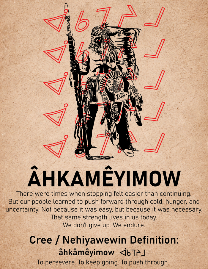 Âhkamêyimow design artwork by XUSI