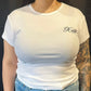 Women's White Rose Baby Rib T-Shirt