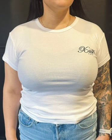 Women's White Rose Baby Rib T-Shirt