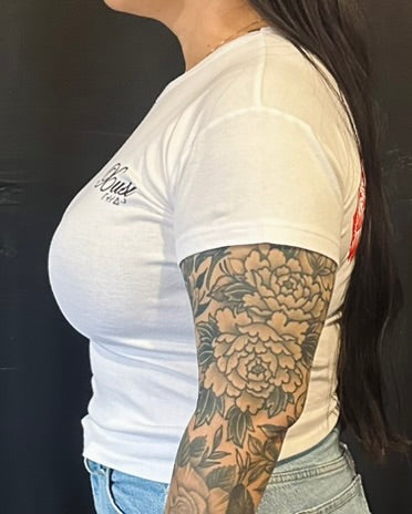 Women's White Rose Baby Rib T-Shirt