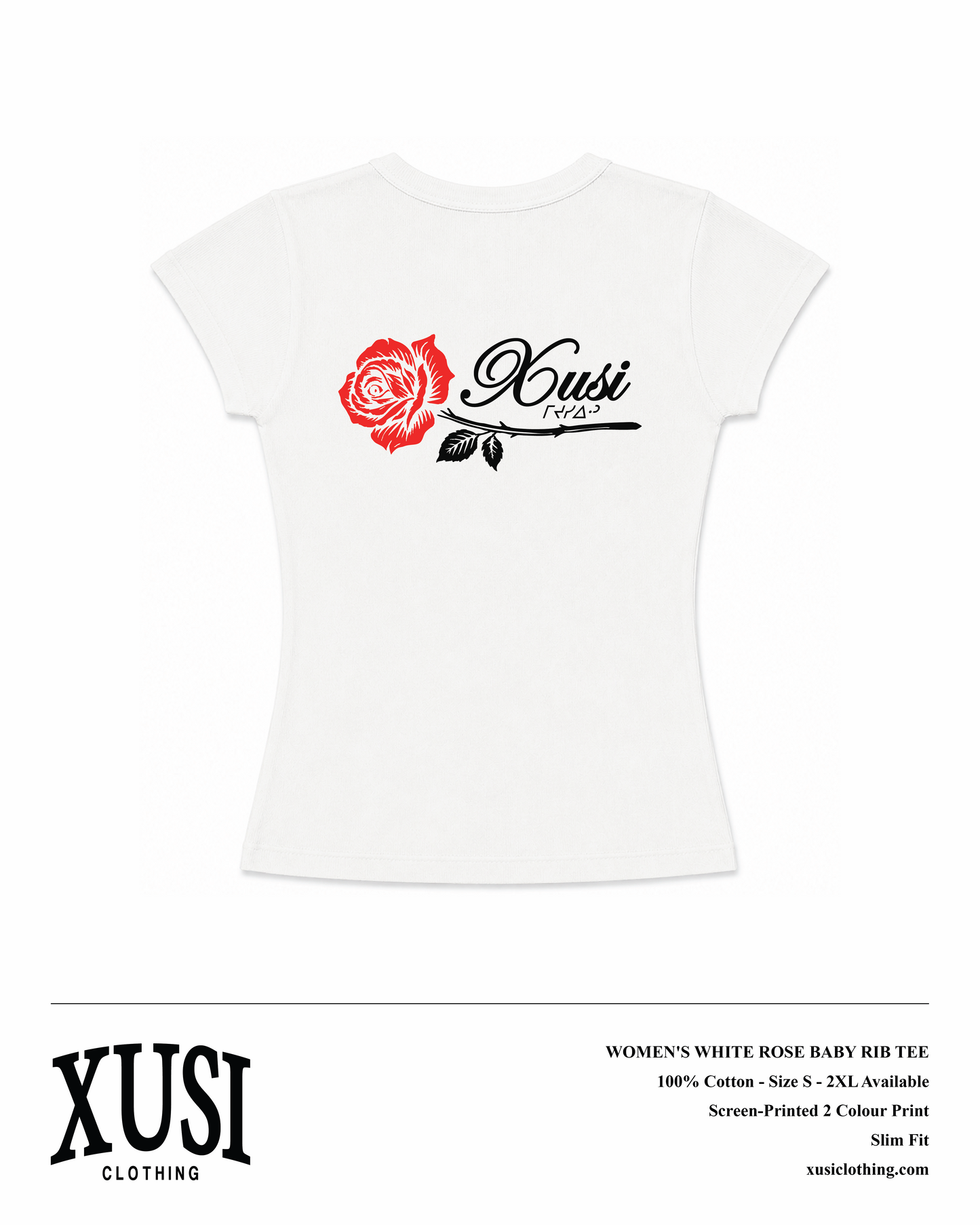 Women's White Rose Baby Rib T-Shirt