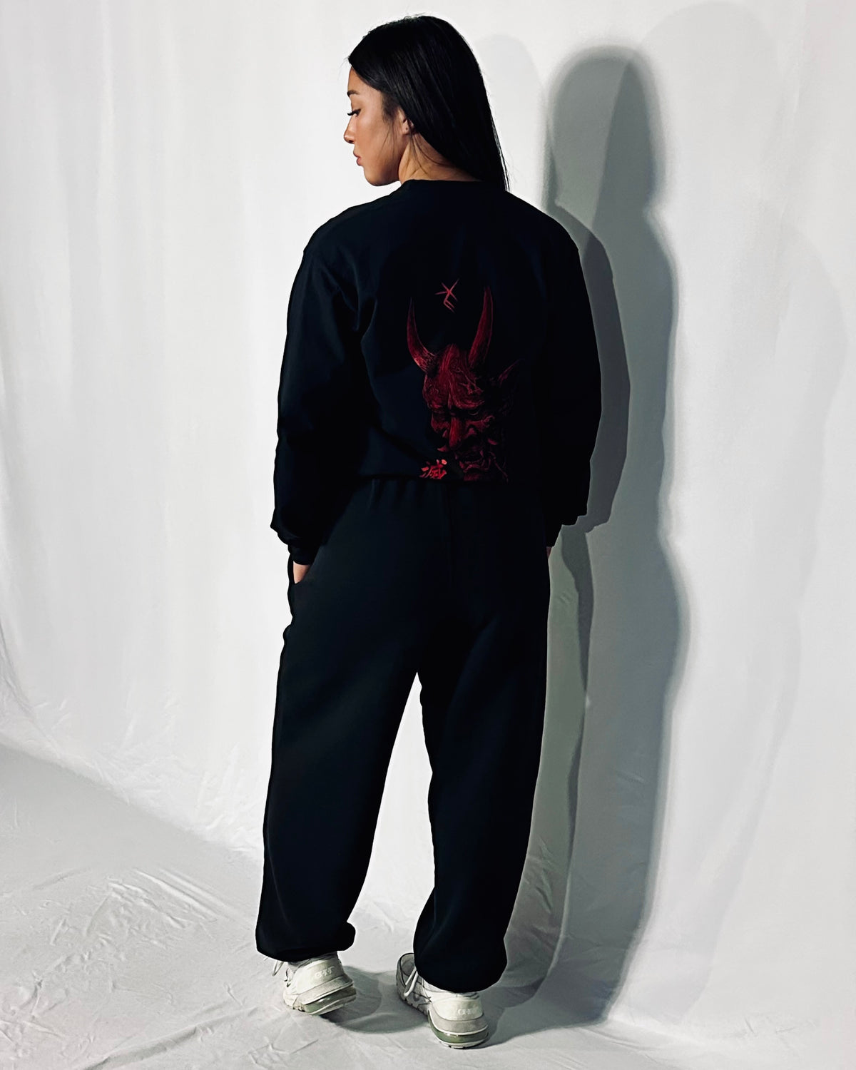 Black Oni Long Sleeve Tee, photo 9 – Indigenous-owned long sleeve tee by XUSI, Saskatoon