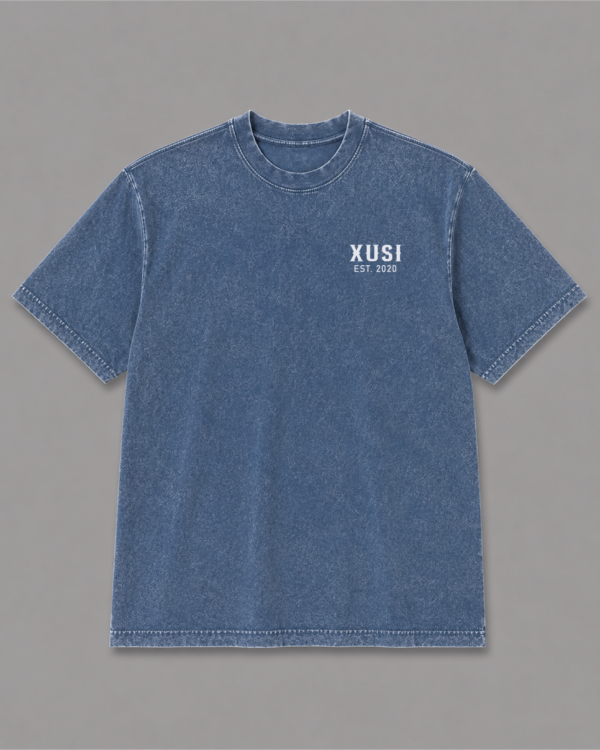 Blue sâskwatôn T-Shirt, front print – Indigenous-owned t-shirt by XUSI, Saskatoon