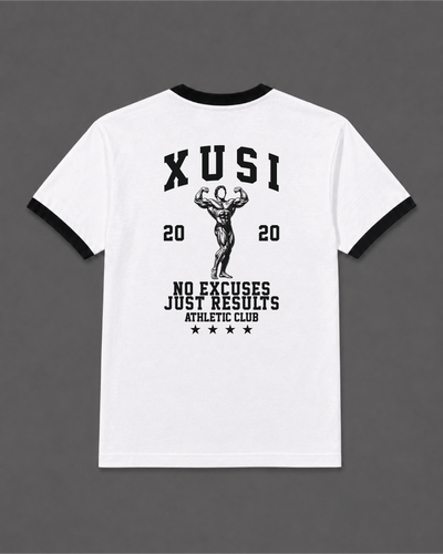 Golden Era Ringer Black T-Shirt, back print – Indigenous-owned t-shirt by XUSI, Saskatoon