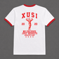 Golden Era Ringer Red T-Shirt, back print – Indigenous-owned t-shirt by XUSI, Saskatoon