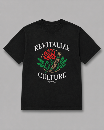 Revitalize Culture T-Shirt, front print – Indigenous-owned t-shirt by XUSI, Saskatoon