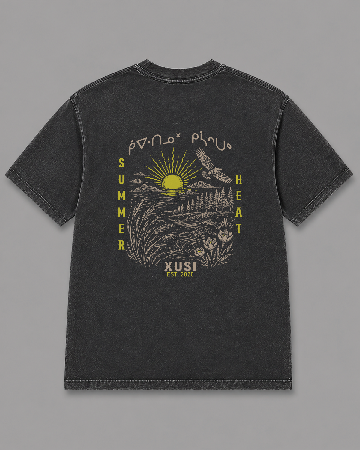 Summer Heat T-Shirt, back print – Indigenous-owned t-shirt by XUSI, Saskatoon
