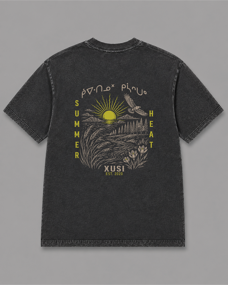 Summer Heat T-Shirt, back print – Indigenous-owned t-shirt by XUSI, Saskatoon
