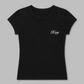 Women's Black Rose Baby Rib T-Shirt, front print – Indigenous-owned women's baby rib tee by XUSI, Saskatoon